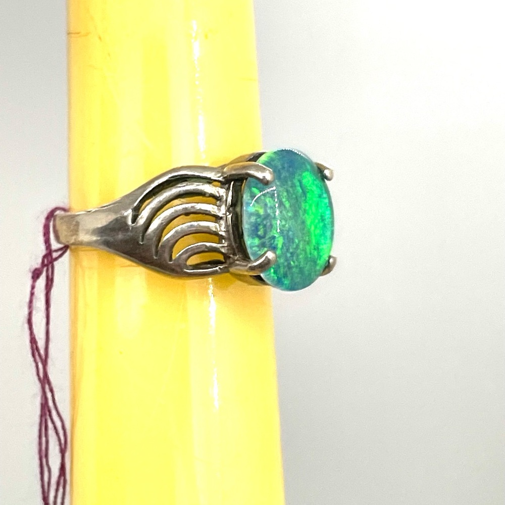 Sterling Silver Black Opal Ring - image 4